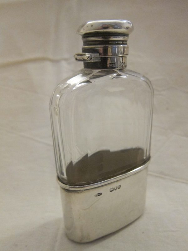 1891 London “Asprey” Silver & Cut Glass Hip Flask Antique Antique Silver 9