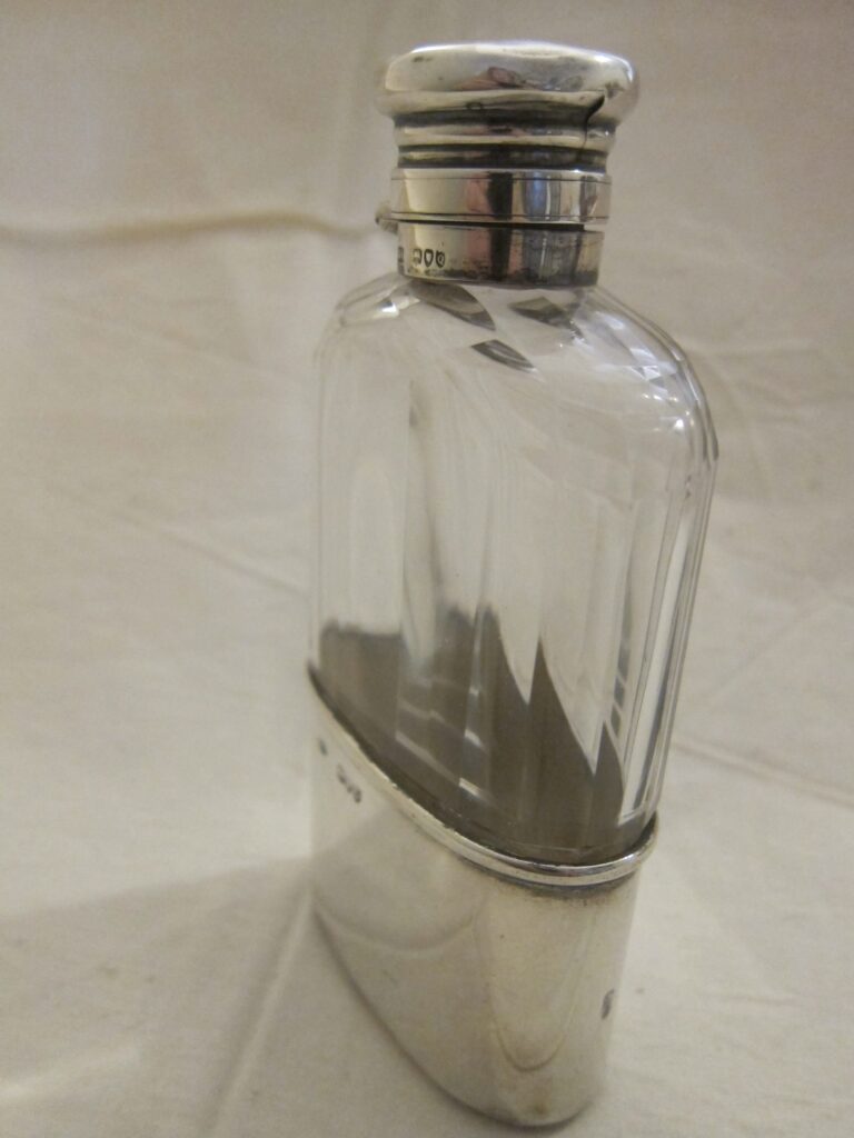 1891 London "Asprey" Silver & Cut Glass Hip Flask