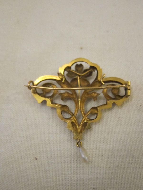 Art Nouveau 18ct Gold Brooch 2.8grms - Image 9