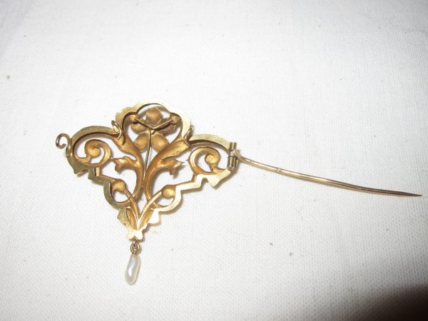 Art Nouveau 18ct Gold Brooch 2.8grms gold Antique Jewellery 8