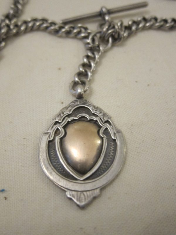 c.1925 Birmingham Silver Double Pocket Watch Albert/48.6grms - Image 3