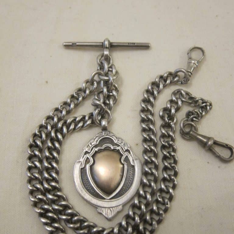 c.1925 Birmingham Silver Double Pocket Watch Albert/48.6grms