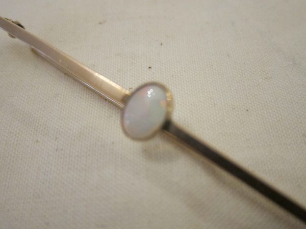 Antique French 18ct Gold & Opal Long Bar Brooch 4.2grms