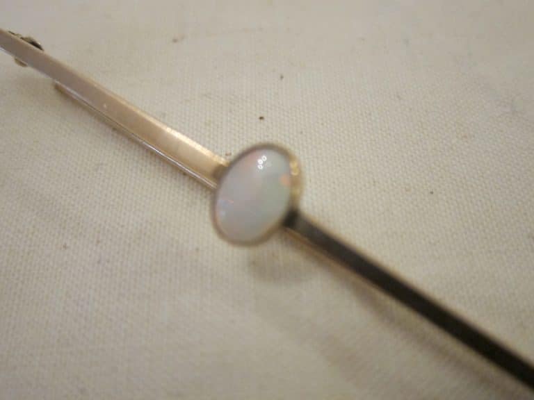 Antique French 18ct Gold & Opal Long Bar Brooch 4.2grms