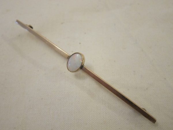 Antique French 18ct Gold & Opal Long Bar Brooch 4.2grms gold Antique Jewellery 4