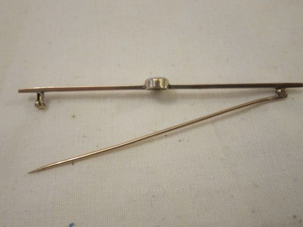 Antique French 18ct Gold & Opal Long Bar Brooch 4.2grms - Image 3