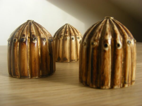 SOLD: 3 x Rare & Beautiful Mughal India chess pieces c1650 Marble & Gilt Ivory Islamic period India