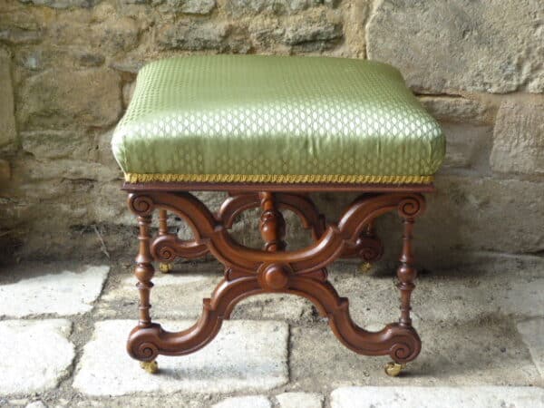 Large walnut victorian stool circa 1860 - Image 3