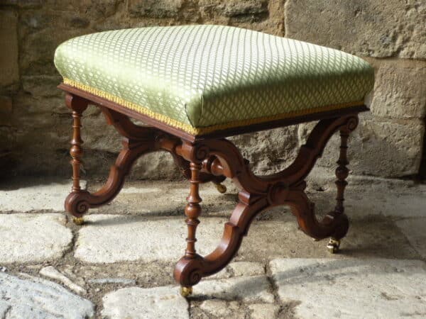 Large walnut victorian stool circa 1860 stool Antique Stools 6