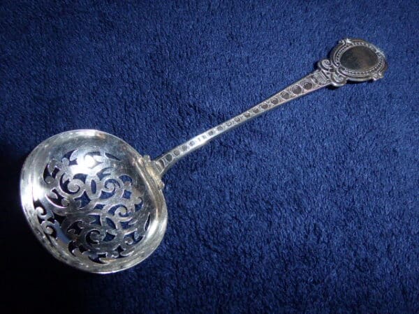 Silver sifting spoon 1850 Birminghamy Birmingham Antique Silver 3
