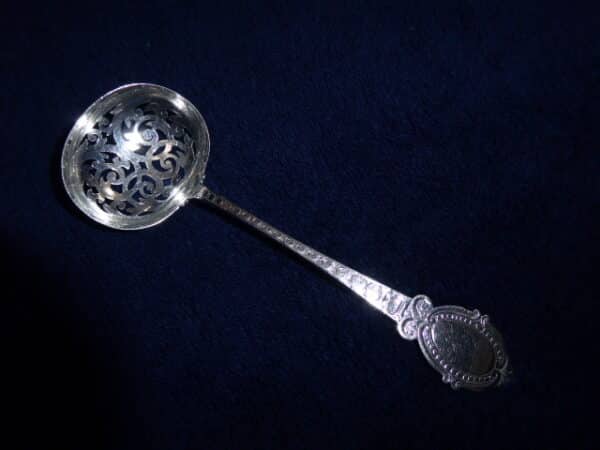 Silver sifting spoon 1850 Birminghamy Birmingham Antique Silver 7