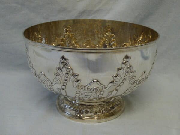 Solid silver punch bowl – 1897 London Antique Silver 4