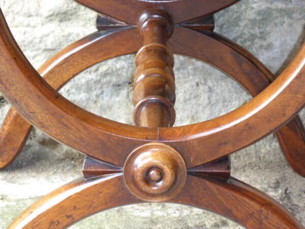 Walnut X-frame stool cirac 1840 - Image 3