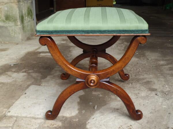 Walnut X-frame stool cirac 1840 - Image 6