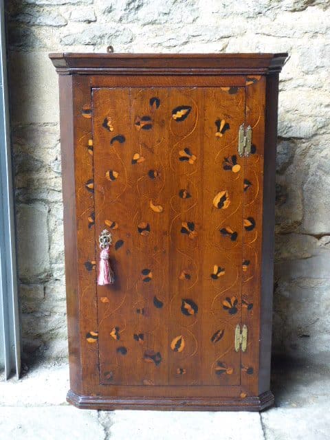 Rare oak inlaid corner cupboard – mid 18th century corner cupboard Antique Cupboards 3