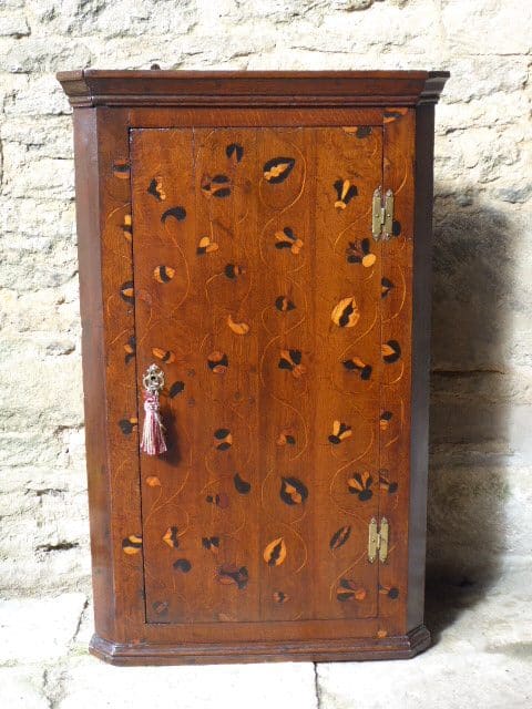 Rare oak inlaid corner cupboard – mid 18th century corner cupboard Antique Cupboards 7