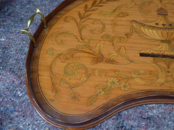 Rare satinwood marquetry tray – Edwards and Roberts edwards and roberts Antique Trays 8