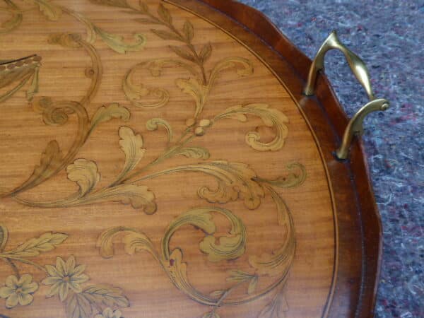 Rare satinwood marquetry tray – Edwards and Roberts edwards and roberts Antique Trays 6