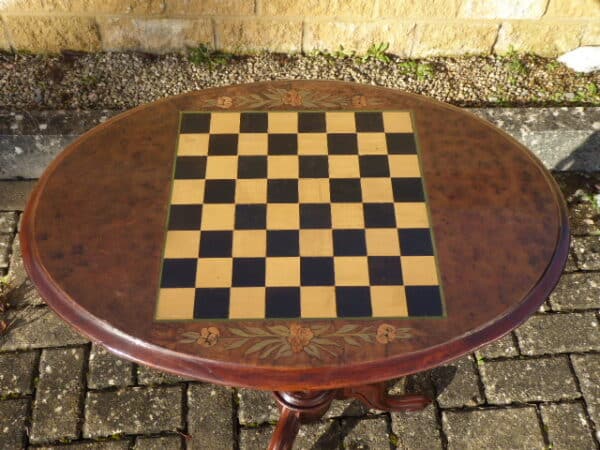 Walnut tilt top chess table circa 1870 - Image 5
