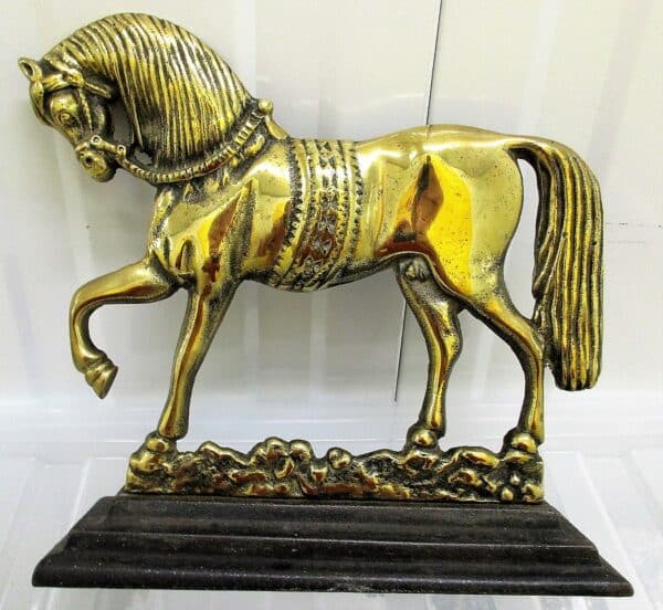 Pair of Antique English Georgian Brass Chimney Horses Antique Antique Metals 7