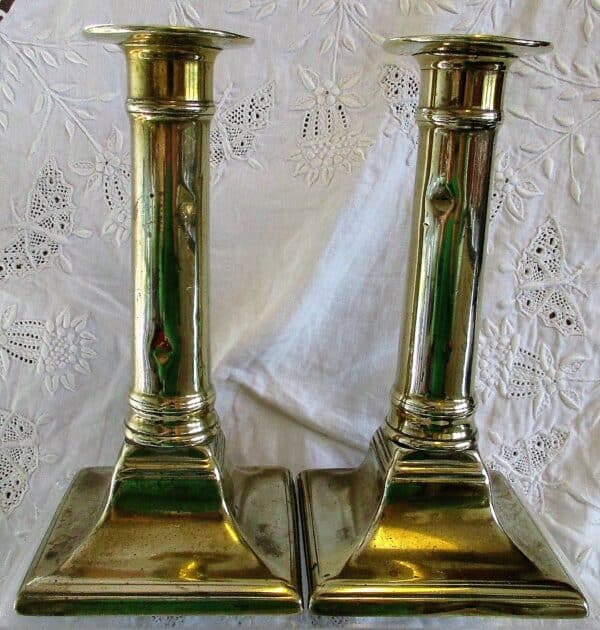Pair of Antique English Georgian Brass Candlesticks Antique Antique Metals 6