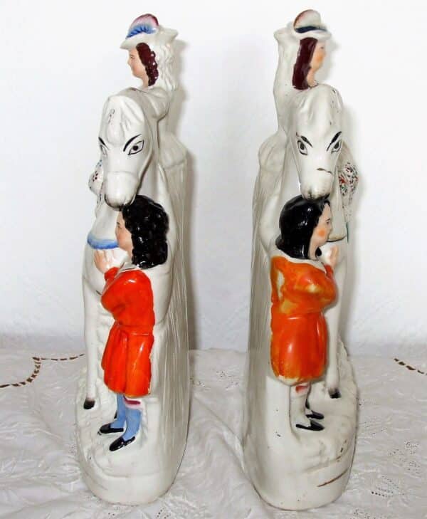 Pair Staffordshire Children with Horses H 2377 H 2378