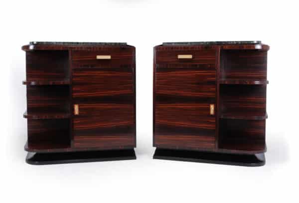 Pair of French Art Deco Macassar Ebony Cabinets Antique Cupboards 5