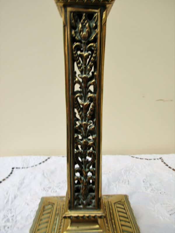 Pair of Antique French “Belle Époque” Cast Brass Candlesticks Antique Antique Lighting 11