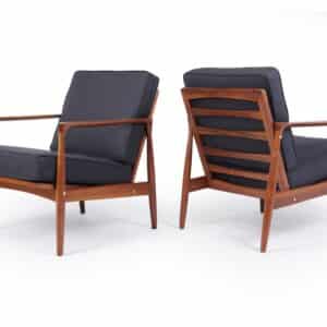 Pair of Walnut Mid Century Danish Armchairs c1960 Antique Chairs