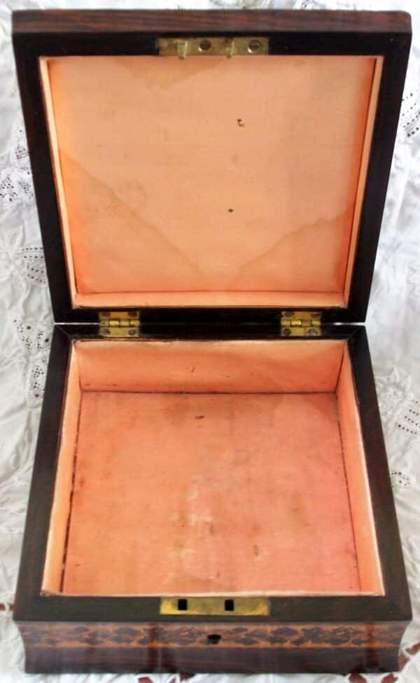 Antique English Victorian Tunbridge Ware Handkerchief Box Antique Boxes 9
