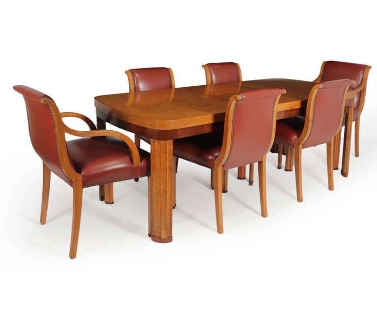 English Art Deco Dining Table And Chairs c 1930