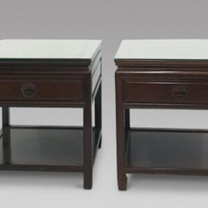 A Fabulous Pair of Hardwood Chinese Bedside Tables table Vintage
