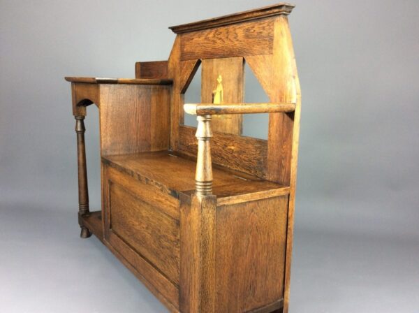 Liberty Arts & Crafts Oak Box Settle - Image 6