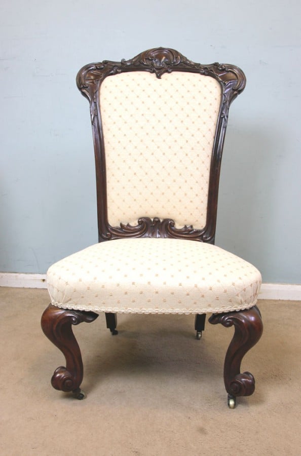 Antique Victorian Rosewood Cabriole Leg Nursing Chair Antique Antique Chairs 4