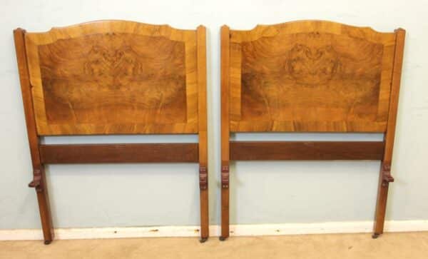 Pair Antique Figured Walnut Single Beds - Image 12