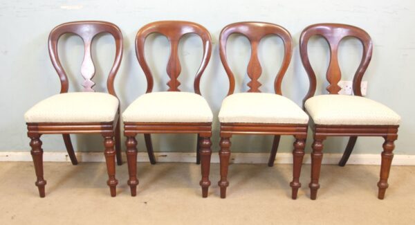 Antique Four Victorian Mahogany Balloon Back Dining Chairs - Image 8