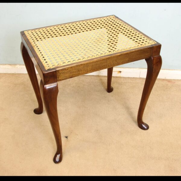 Antique Walnut Framed Cane Seat Stool.