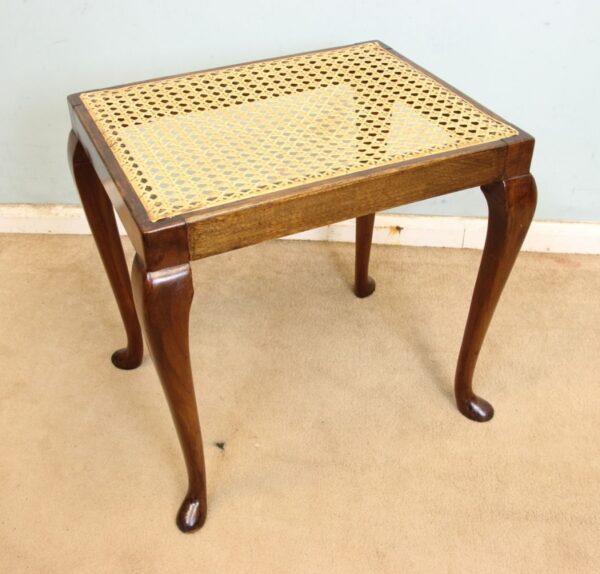 Antique Walnut Framed Cane Seat Stool. - Image 2