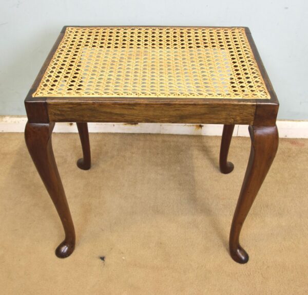 Antique Walnut Framed Cane Seat Stool. - Image 3