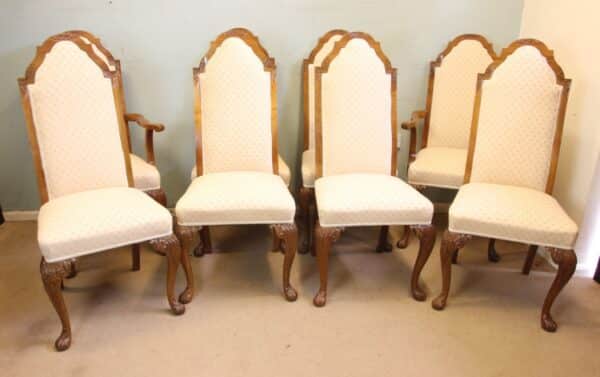 Antique Set of Eight Queen Anne Style Walnut Dining Chairs Antique Antique Chairs 17