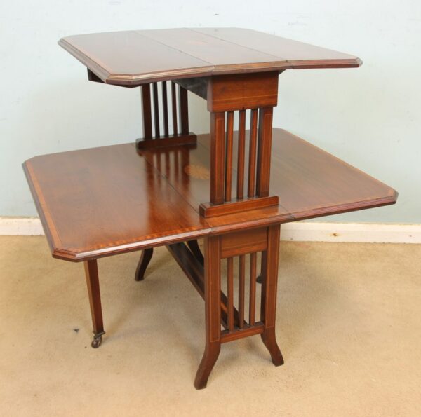 Antique Edwardian Double Inlaid Mahogany Sutherland Table - Image 5