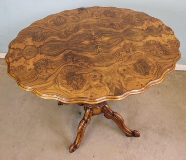Antique Burr Walnut Shaped Occasional Table - Image 3