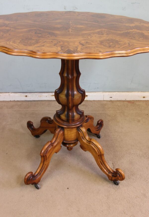Antique Burr Walnut Shaped Occasional Table - Image 5