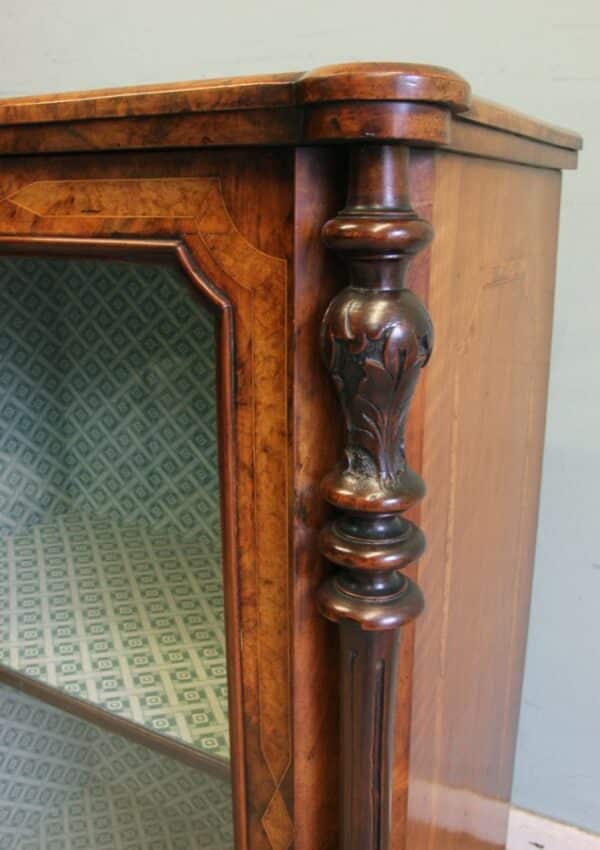 Antique Victorian Burr Walnut Display Cabinet - Image 9