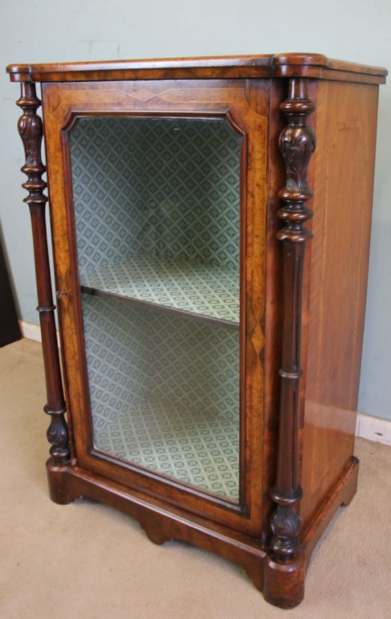 Antique Victorian Burr Walnut Display Cabinet Antique Antique Cabinets 4