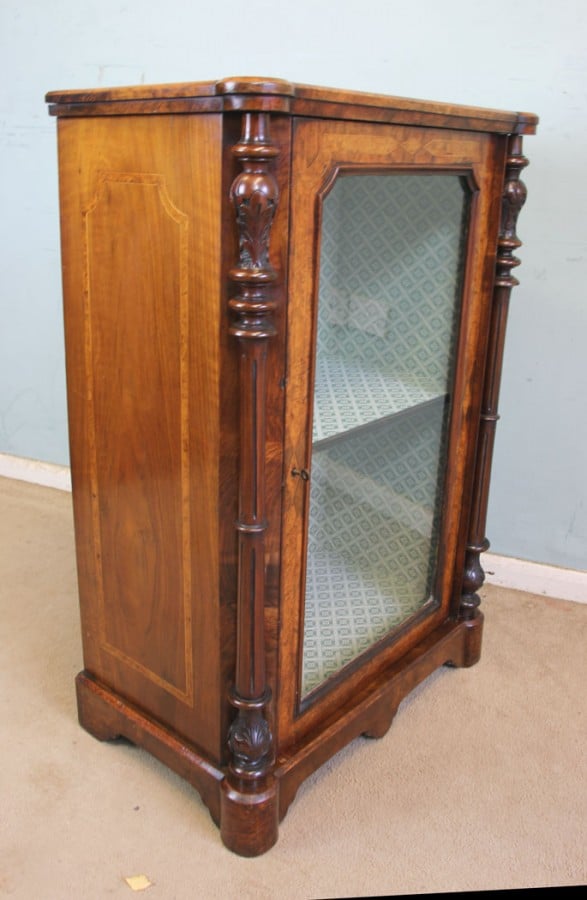 Antique Victorian Burr Walnut Display Cabinet Antique Antique Cabinets 5