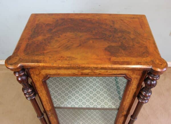 Antique Victorian Burr Walnut Display Cabinet - Image 5