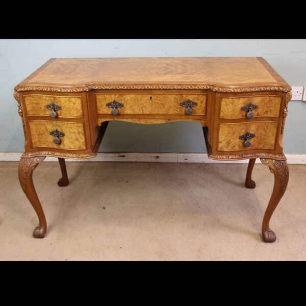 Antique Serpentine Shaped Burr Walnut Side Table