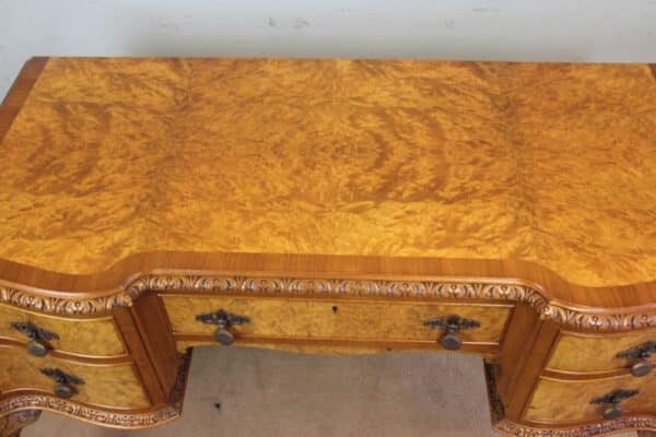Antique Serpentine Shaped Burr Walnut Side Table - Image 10