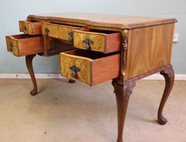 Antique Serpentine Shaped Burr Walnut Side Table - Image 11